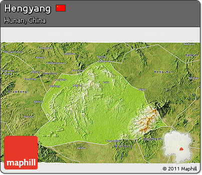 Physical 3D Map of Hengyang, satellite outside
