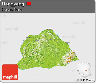 Physical 3D Map of Hengyang, single color outside