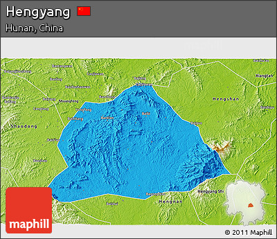 Political 3D Map of Hengyang, physical outside