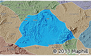Political 3D Map of Hengyang, semi-desaturated