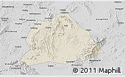 Shaded Relief 3D Map of Hengyang, desaturated