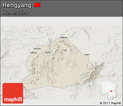 Shaded Relief 3D Map of Hengyang, lighten