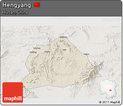 Shaded Relief 3D Map of Hengyang, lighten