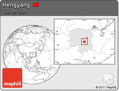 Blank Location Map of Hengyang, highlighted parent region