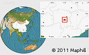 Satellite Location Map of Hengyang, highlighted country