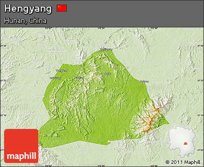 Physical Map of Hengyang, lighten
