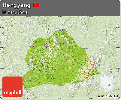 Physical Map of Hengyang, lighten