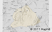 Shaded Relief Map of Hengyang, desaturated