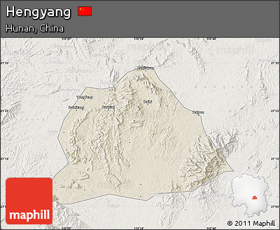 Shaded Relief Map of Hengyang, lighten