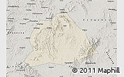Shaded Relief Map of Hengyang, semi-desaturated