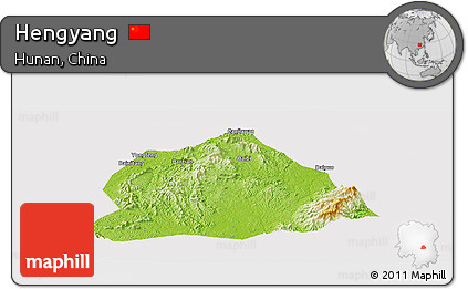 Physical Panoramic Map of Hengyang, cropped outside