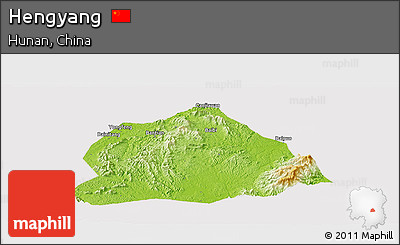 Physical Panoramic Map of Hengyang, cropped outside