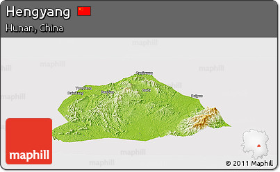 Physical Panoramic Map of Hengyang, cropped outside