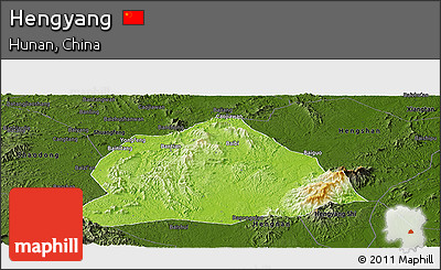 Physical Panoramic Map of Hengyang, darken