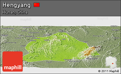 Physical Panoramic Map of Hengyang, semi-desaturated