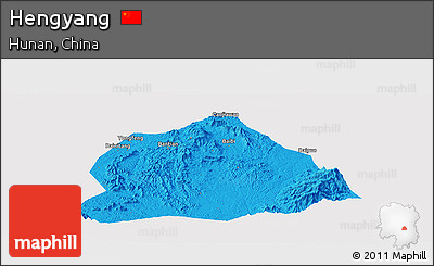 Political Panoramic Map of Hengyang, single color outside
