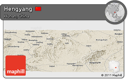 Shaded Relief Panoramic Map of Hengyang