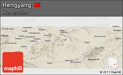 Shaded Relief Panoramic Map of Hengyang