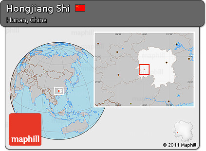 Gray Location Map of Hongjiang Shi, highlighted parent region