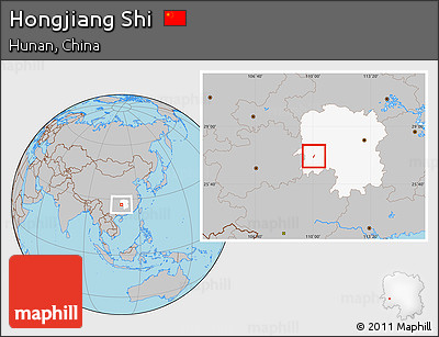 Gray Location Map of Hongjiang Shi, highlighted parent region