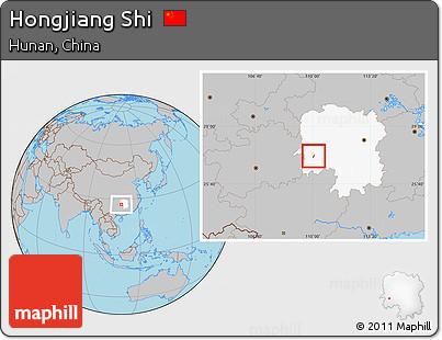 Gray Location Map of Hongjiang Shi, highlighted parent region