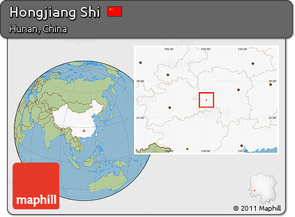 Savanna Style Location Map of Hongjiang Shi, highlighted country