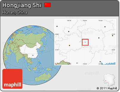 Savanna Style Location Map of Hongjiang Shi, highlighted country