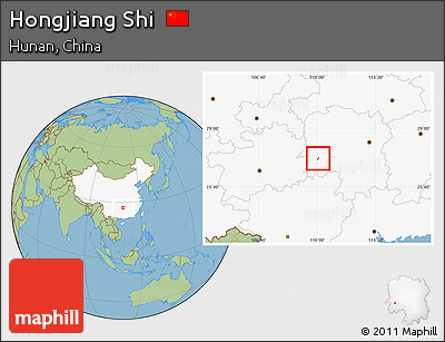 Savanna Style Location Map of Hongjiang Shi, highlighted country