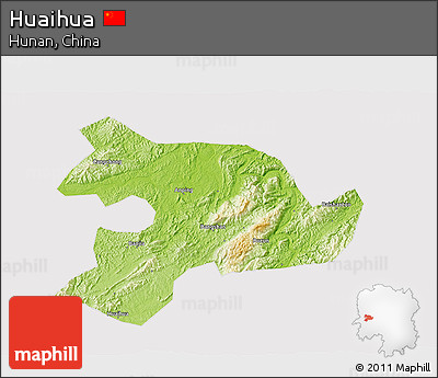 Physical 3D Map of Huaihua, cropped outside