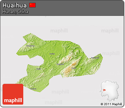 Physical 3D Map of Huaihua, cropped outside
