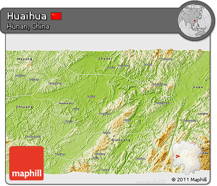 Physical 3D Map of Huaihua