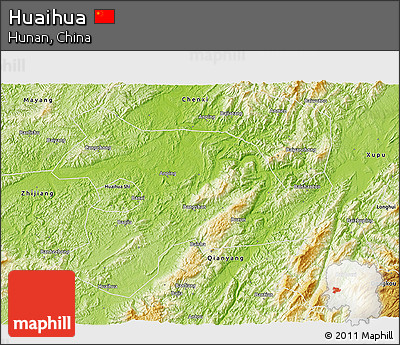 Physical 3D Map of Huaihua