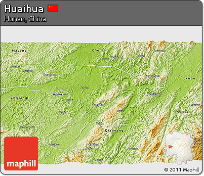 Physical 3D Map of Huaihua