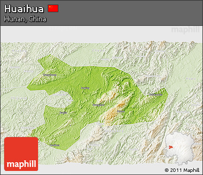 Physical 3D Map of Huaihua, lighten
