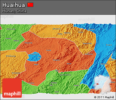 Political 3D Map of Huaihua