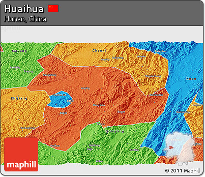 Political 3D Map of Huaihua