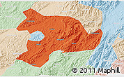 Political 3D Map of Huaihua, lighten