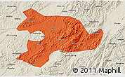 Political 3D Map of Huaihua, shaded relief outside