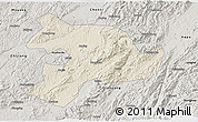 Shaded Relief 3D Map of Huaihua, semi-desaturated