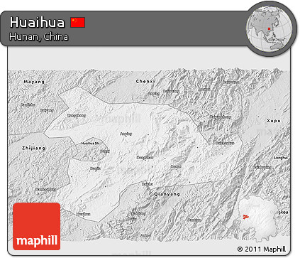 Silver Style 3D Map of Huaihua