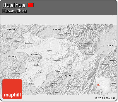 Silver Style 3D Map of Huaihua