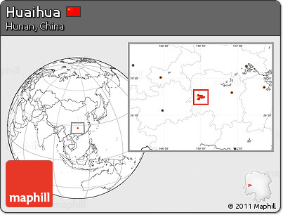 Blank Location Map of Huaihua