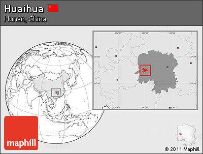 Blank Location Map of Huaihua, highlighted country, highlighted parent region