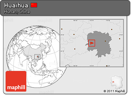 Blank Location Map of Huaihua, highlighted country, highlighted parent region