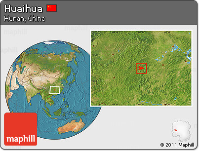 Satellite Location Map of Huaihua