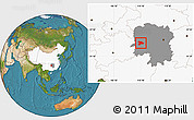 Satellite Location Map of Huaihua, highlighted country, highlighted parent region