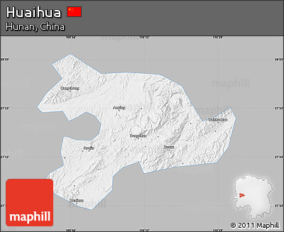 Gray Map of Huaihua, single color outside