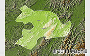 Physical Map of Huaihua, darken
