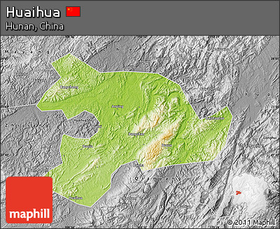 Physical Map of Huaihua, desaturated