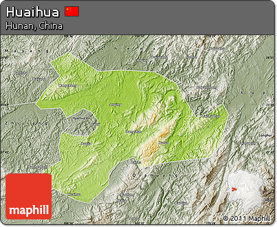 Physical Map of Huaihua, semi-desaturated